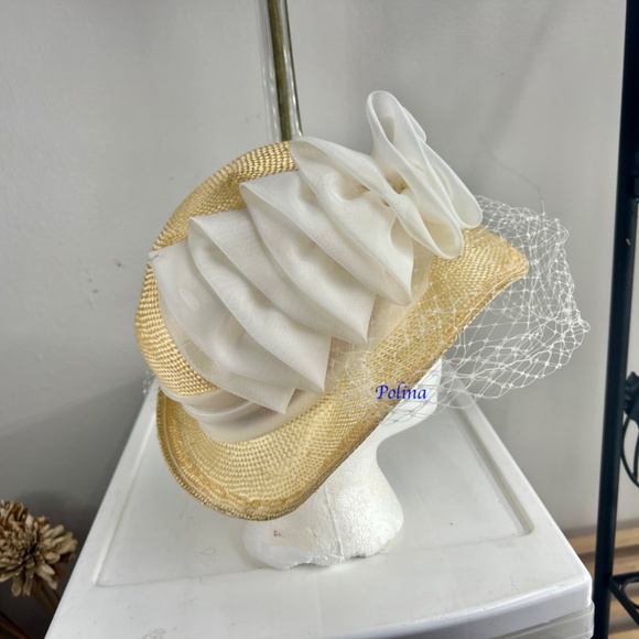 VINTAGE UNIQUE Joe Bill Miller Straw Hat with a veil - a nice church fancy hat! main image 8